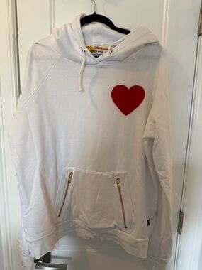 NWOT - Aviator Nation White Hoodie with Red Heart Patch